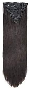 MAJIK 10 Pcs Real Human Hair Extension for Women and Girls Free Brush and 4 Clips (Black, 18 Inch)-image-29