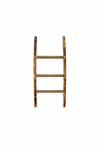 Toallero Pie Escalera Decorativa de Madera, Estilo Vintage/Rustico para el Hogar (3 peldaños)