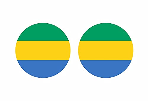 Akachafactory 2X Autocollant Sticker Rond cocarde Drapeau Gabon gabonais