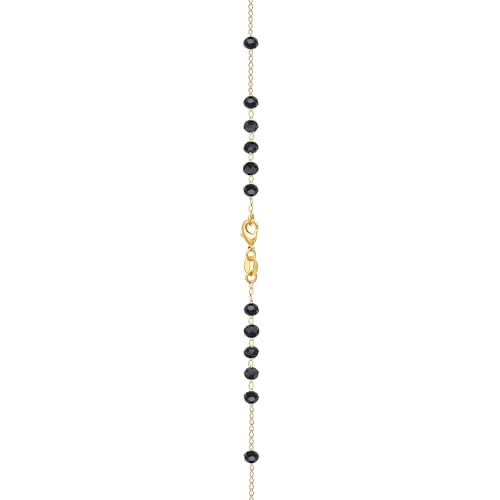 Barzel 18K Gold Plated Black Bead Rosary, Virgin Mary Centerpiece, Made in Brazil, Tarnish Free, Waterproof, High Polish Finish, Size 18-24 Inches4