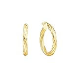 Tolldek Pendientes de aro de oro amarillo de 9 K/14 K/18 K, para mujer, oro Au750/585/375, joyas de oro, Oro amarillo 585 de 14 quilates, Sin circonita