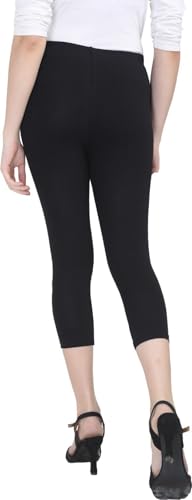Image of Women's 3 /4 Calf-Length Leggings - Stretchable Cotton Blend, Comfortable Everyday Wear Pack of 2