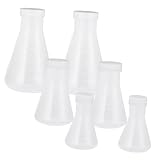 BAZEITFLOW 6 Stück Teiliges Kunststoff erlenmeyer Stopfen Konische Laborflaschen Hitzebeständig Chemische Experimente Geeignet für Schule und Labor Präzise Skala Leicht zu Reinigen