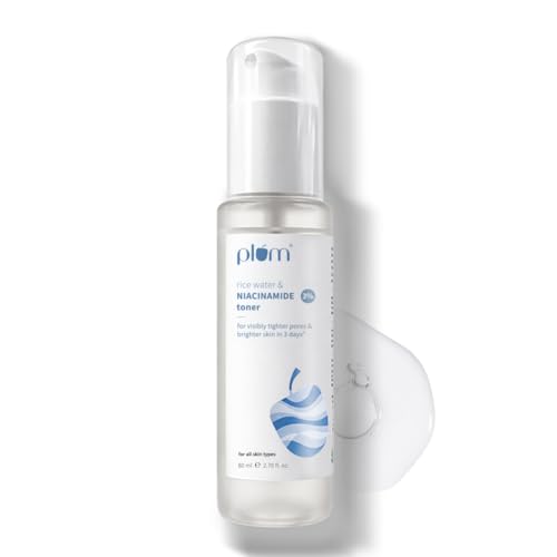 Image of Plum 3% Niacinamide & Rice Water Face Toner | With Rice Ferment Extract | Alcohol-Free Toner | Tightens pores, Brightens Skin | Smoothens Skin | Fragrance-Free | 80 ml
