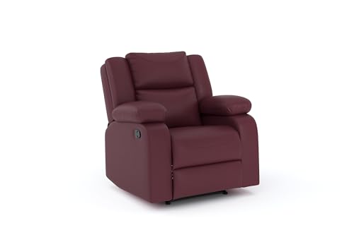 Image of Amazon Brand - Solimo AeroEase Velvet Fabric | Single Seater Sofa Recliner | Manual Recliner (Leatherette Maroon)