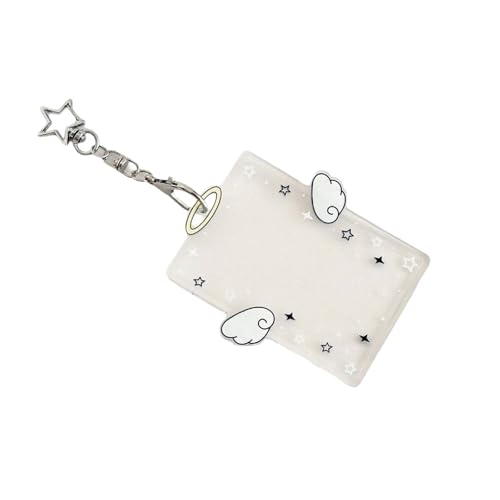 Arecobticy Llavero con diseño de dibujos animados para tarjetas de identidad, protector de crédito, colgante para fotos