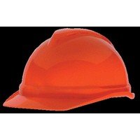 MSA (Mine Safety Appliances) 10034026 Orange V-Gard 500 Polyethylene Slotted Cap Style Hard Hat with Fas Trac 4 Point Ratchet Suspension, English, 291.46 fl. oz, Plastic, 1" x 1" x 1"