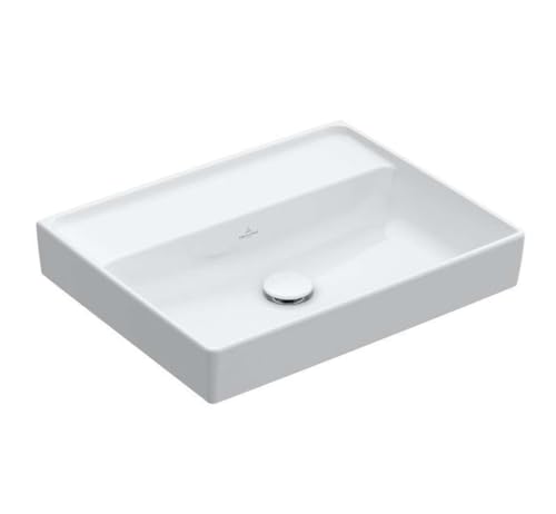 Villeroy & Boch Collaro Waschbecken, 600 x 470 mm, ohne Hahnloch, ohne Überlauf, ungeschliffen, 4A3363; Farbe: Stone White, Ceramic Plus