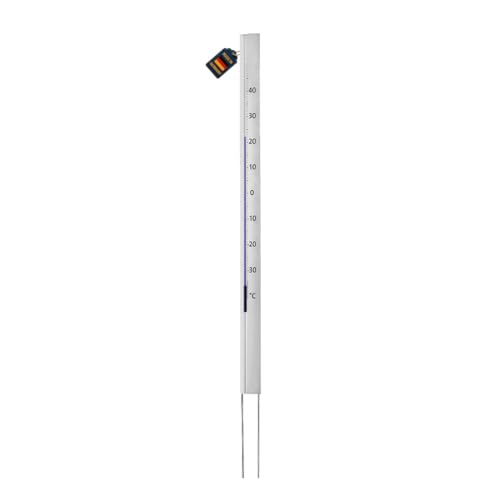 TFA Dostmann Central Park analoges Design-Gartenthermometer, 12.2005, wetterfest, hergestellt aus Aluminium, 137cm hoch, silber