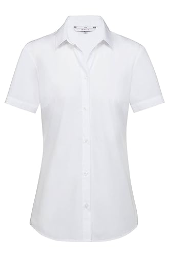 GREIFF Corporate Wear Simple Damen Business-Bluse Kurzarm Kentkragen Regular Fit Baumwollmix Oeko-TEX® Weiß 32