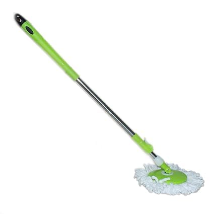 Mop Broom Handle Stick with Microfiber Head Refill Stainless Steel Pole for 360° Floor Cleaning (Random Colour) (Green)