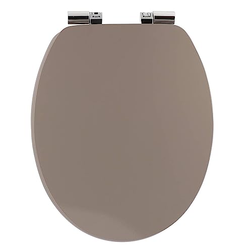 Tendance - Abattant WC MDF 18 Pouces Unicouvercle Design Attaches ABS Chrome Frein de Chute - Taupe...