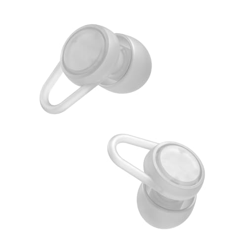 Hears Plus Ear Plugs for Noise Reduction - Patented Reusable Concert Earplugs 25dB SNR Sound Reduction Hypoallergenic for Musicians Motorcycle and Sleeping with 4 tip Sizes - Clear Glass