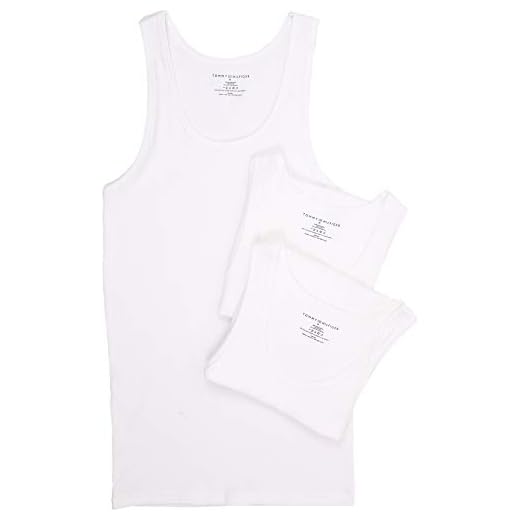 Tommy Hilfiger Men's Undershirts 3 Pack Cotton Classics A Shirt, White, Large