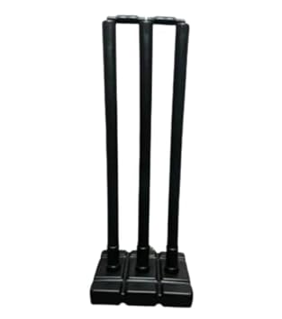 MINESFIT Cricket Wicket Set l Heavy Duty Plastic l Black l Standard Size l 3 Stumps+2 Bails+1 Stand Set l Professional Quality for Cricket Ground, Match, and Tournament (Black, FULL SIZE)