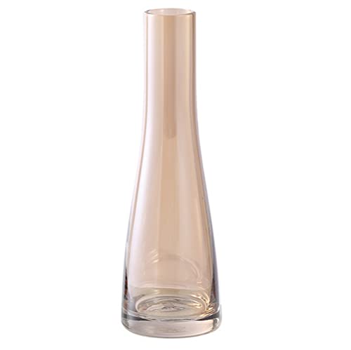 Jarrón de Cristal soplado a Mano pequeño florero de un Solo Brote Mini florero Decorativo con Cuello Estrecho para decoración del hogar Mesa Escritorio Estilo Vintage marrón Claro