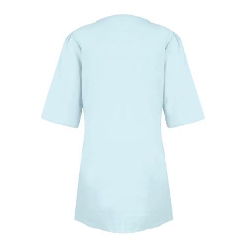 Womens Summer Linen Dresses V-Neck Short Sleeve Wrap Tie Mini Dress Beach Vacation Cocktail Dress3