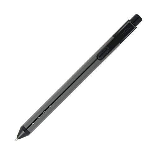 TUL Fine Writing Solid Metal Barrel Retractable Gel Pen With 2 Refills, Medium Point, 0.7 mm, Gunmetal Gray Barrel, Assorted Ink Colors