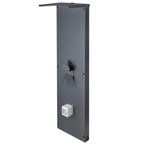 Kreainvent Universal-Wallbox-Säule aus Aluminium für stabile Installation der Ladestation und organisierte Ladestelle für E-Fahrzeuge Fassadenwandplatte für Wallbox (125x33x25 cm Mit Dach)