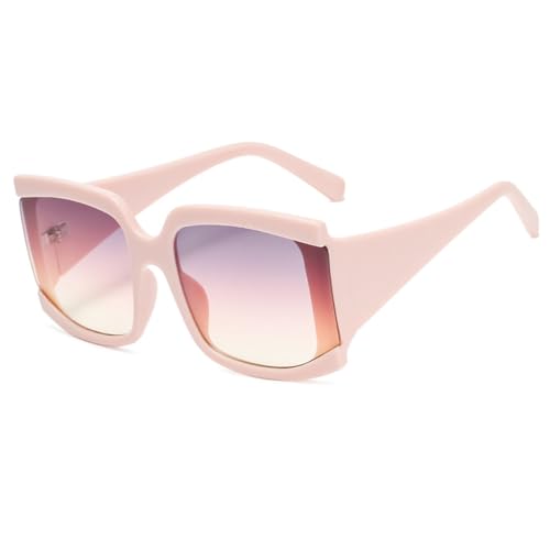 Lunettes de soleil carrées contre l'éblouissement avec de grandes nuances roses vintage