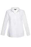 elastische Qualität Ulla Popken Damen große Größen bis 60  Bluse, Langarm Shirt  Hemdkragen, Seitenschlitze & Knopfleiste  Manschetten  weiß 48 714168 20-48
