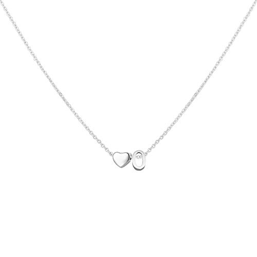 Glimmerst Heart Initial Necklace for Women Stainless Steel Tiny Heart Letter Necklace Personalized Name Necklace