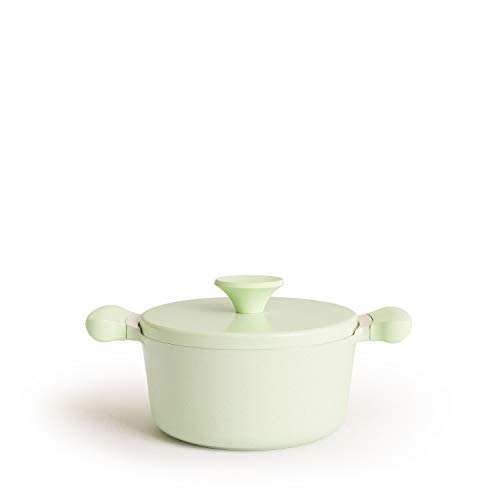 CREATE/POT STUDIO/Olla de aluminio de Ø20cm con revestimiento cerámico verde/Antiadherente, diseño retro, apta para todo tipo de cocinas, resistente y duradera, fácil de limpiar, libre de PFOA