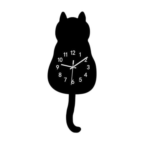 Horloge murale chat noire décoration acrylique salon et bureau moderne