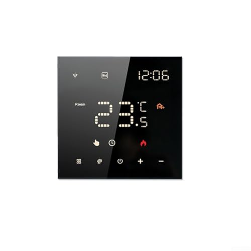 ZMdooreasy Termostato inteligente programable WiFi con pantalla táctil LCD, compatibilidad con asistente de voz, control remoto para aplicación Tuya (agua negra/gas)