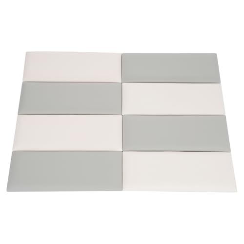CNCEST Wall Panels Pack of 8, Wall Panels for Interior Decor, Self-Adhesive Wall Panel, Anti-Collision Wall Padding for Classrooms, Daycare Centers, Bedrooms, Or Playrooms (Creamy-White, Gray)