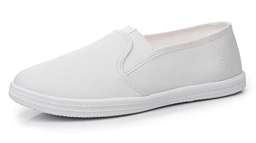 Image of VenusCelia Women's Fortius Canvas Slip-On Sneaker (7.5 M US,White)