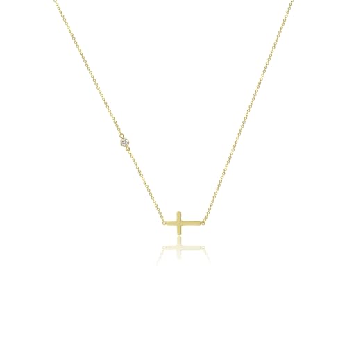 Bouzilli Cross Necklace for Women 14K Gold/Silver Plated Dainty Small Cross Pendant Choker Simple Trendy Cute Cross Charm Chain Necklaces Religious Faith Jewelry Gift