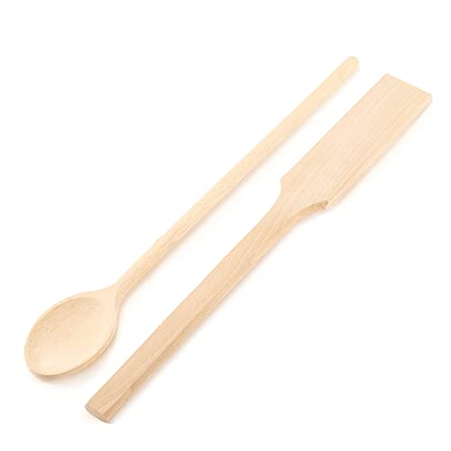 Mr. Woodware Extra Long Cooking Utensils 16 Inch - For Big Stock Pots Commercial Cooking, Cauldron Made From Premium Beechwood High Heat Resistant Suitable For Outdoor, Restaurants, Sturdy #TOP3