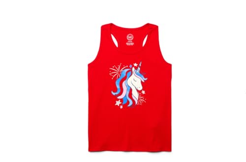Americana Unicorn Girls Graphic Tank Top (Large)