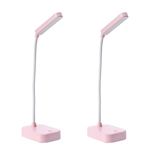 Battery Powered Desk Lamp,Small Desk Lamp Set Of 2 Pink,Desk Lamp Powered By Usb,3 Position Adjustable Light,360° Rotating Hose,White Eye Protection Light,Small Cordless Table Lamp,Mini Table Lamp #TOP27