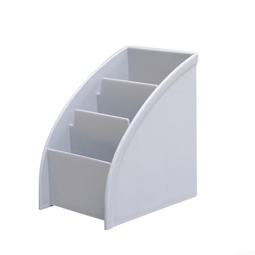 Caja de almacenamiento para mandos a distancia de TV y suministros de oficina perfectamente organizada con tres compartimentos de rejilla (gris)