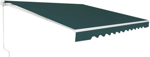 Toldo retráctil para patio, 3 x 2,5 m, verde, resistente a los rayos UV e impermeable, con brazo extensible para balcón y terraza al aire libre, perfecto para dar sombra y protección