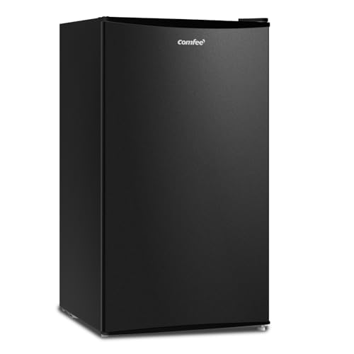 COMFEE' RCU60BL2UK(E) 60 Litre Freestanding Under Counter, 48cm Upright Freezer Adjustable Thermostat, Reversible Door, 4 Star Freezer Rating Drawer, Black