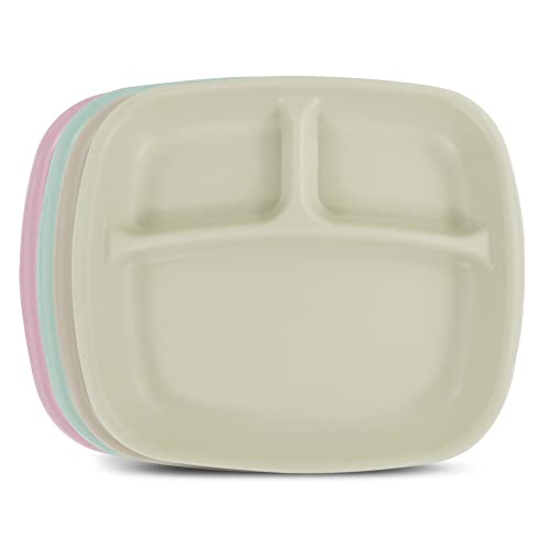 Bandejas Con Compartimentos Para Aperitivos, Comida 4 Unidades/ Juego de Platos Divididos Para Comida/ Plato Con Compartimentos Adultos y Niños Antideslizante 24,5cm x 21,5cm x 2,5 cm Libre de BPA Cover