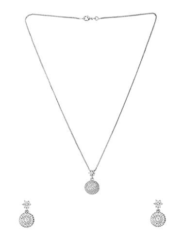 Image of Yellow Chimes Jewellery Set for Women and Girls American Diamond Jewellery Set | Rosegold Rhodium Plated AD Necklace Set for Women | Birthday Gift for Girls & Women