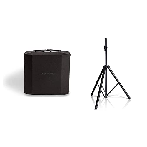 Bose S1 Pro Play-Through Cover, Black & Pyle Universal Speaker Stand Mount Holder Heavy Duty Tripod w/Adjustable Height from 40” to 71” and 35mm