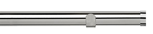 Barre à rideaux fixe 28 mm en chrome poli 200 cm fleurons design épuré