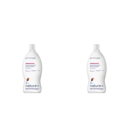 ATTITUDE Washing-Up Liquid, EWG Verified, Vegan Dish Soap, Plant Based, Naturally Derived Products, Unscented, 700 mL (Pack of 2)