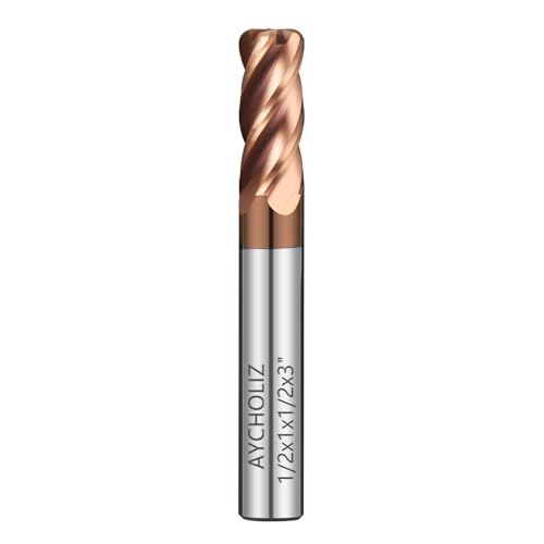 Image of 1 /2 inch Tungsten Carbide Corner Radius End Mill 4Flute Milling Bits Sets with TISIN Coated for Steel