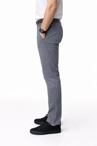 Image of DENRO Men's Slim Fit Cotton Stretch Trousers | Smart Casual & Workwear Pants for Office Use | 98% Cotton 2% Spandex Fabric | Mid-Rise Tailored Fit | Sizes 28-38