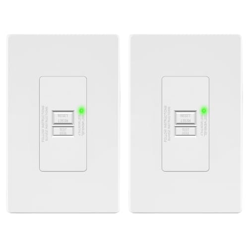 LIDER 20A Blank Face GFCI, Self-Test, LED Indicator, UL Listed, Anti-Interference (No-False-Trip) Protection, Outlet Protection, Screwless Wall Plate, White, 2 Pack