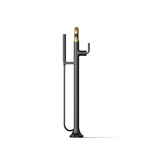 Kohler T27424-4-BMB ToneTM Floor-Mount Bath Filler Trim con ducha manual, Negro Mate con Bronce Moderne Cepillado miniatura 6