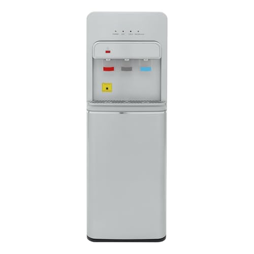ROGONPDK 5-Gallonen Elektrisch Wasserspender Heißes und Kaltes Trinkwasser Boden Stehend Bodenbefüllung Wasserspender Kalt Heiß Trinkmaschine Heißwasserspender für Zuhause und Büro (Silber)