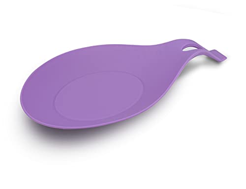 Spoon Rest For Kitchen Counter, BPA-Free and Food Grade Silicone Spoon Holder,Smooth Surface,Classy Look,Spoon Holder for Stove Top, for Cooking Spatula, Ladle, Brush, Risotto (1, purple)