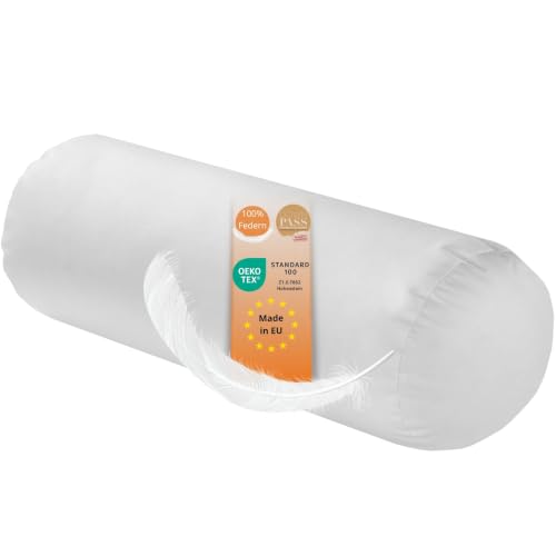 sleepling 197134 Oreiller en Plumes | 100% Coton | Coussin pour canapé | Traversin | Rouleau | Lavable à 60 °C | Certifié Ökotex 100 et Downpass |...